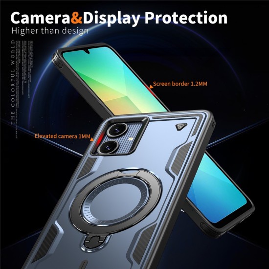 Husa military armour cu inel metalic, ALC MOBILE, compatibila cu Samsung Galaxy A06, Albastru