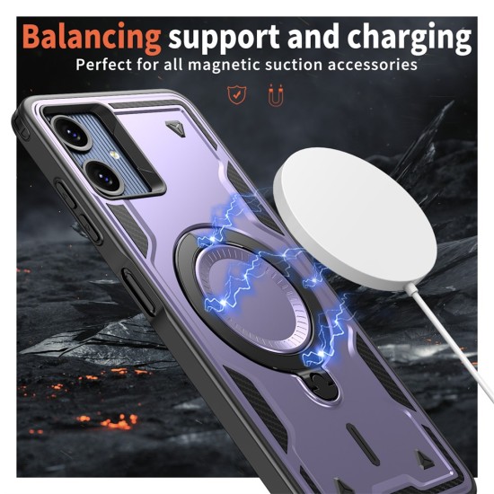 Husa military armour cu inel metalic, ALC MOBILE, compatibila cu Samsung Galaxy A06, Mov
