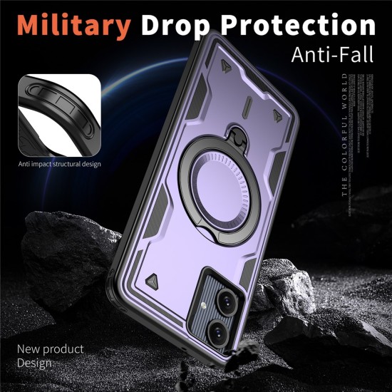 Husa military armour cu inel metalic, ALC MOBILE, compatibila cu Samsung Galaxy A06, Mov