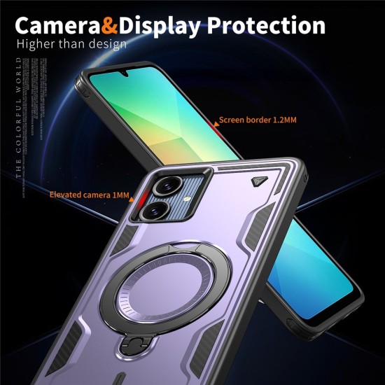 Husa military armour cu inel metalic, ALC MOBILE, compatibila cu Samsung Galaxy A06, Mov