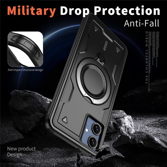 Husa military armour cu inel metalic, ALC MOBILE, compatibila cu Samsung Galaxy A06, Negru Husa military armour cu inel metalic, ALC MOBILE, compatibila cu Samsung Galaxy A06, Negru