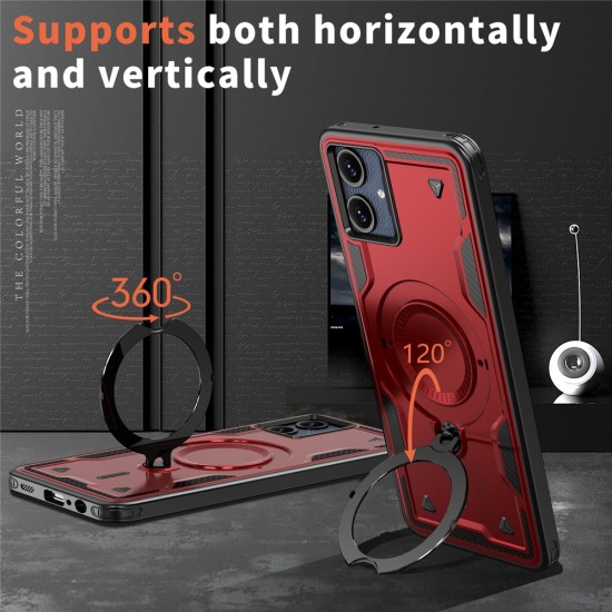 Husa military armour cu inel metalic, ALC MOBILE, compatibila cu Samsung Galaxy A06, Rosu