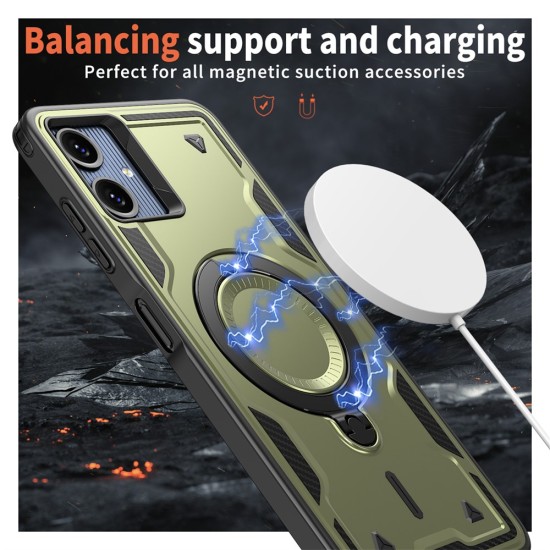 Husa military armour cu inel metalic, ALC MOBILE, compatibila cu Samsung Galaxy A06, Verde