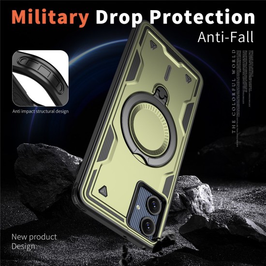 Husa military armour cu inel metalic, ALC MOBILE, compatibila cu Samsung Galaxy A06, Verde