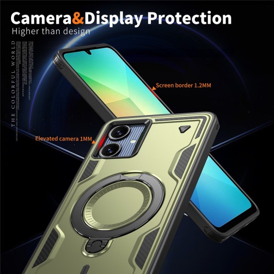 Husa military armour cu inel metalic, ALC MOBILE, compatibila cu Samsung Galaxy A06, Verde
