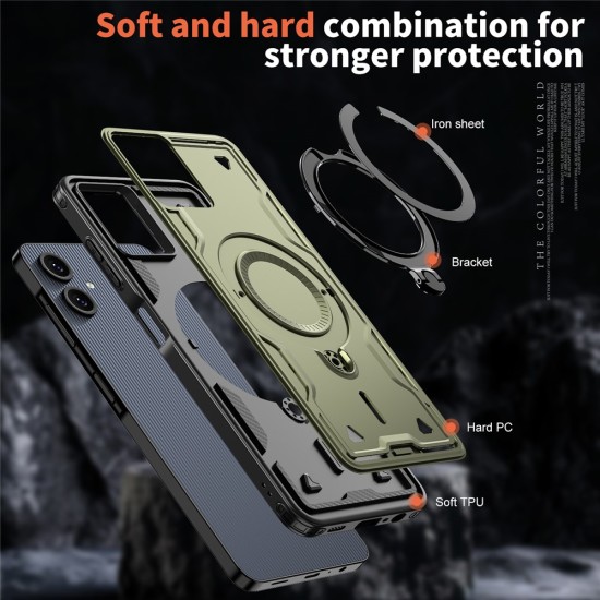 Husa military armour cu inel metalic, ALC MOBILE, compatibila cu Samsung Galaxy A06, Verde