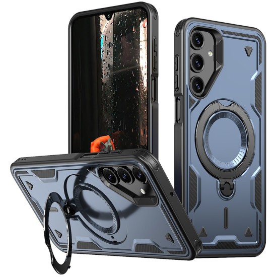 Husa military armour cu inel metalic, ALC MOBILE, compatibila cu Samsung Galaxy A56, Albastru