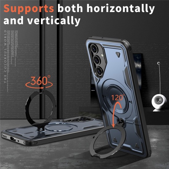 Husa military armour cu inel metalic, ALC MOBILE, compatibila cu Samsung Galaxy A56, Albastru