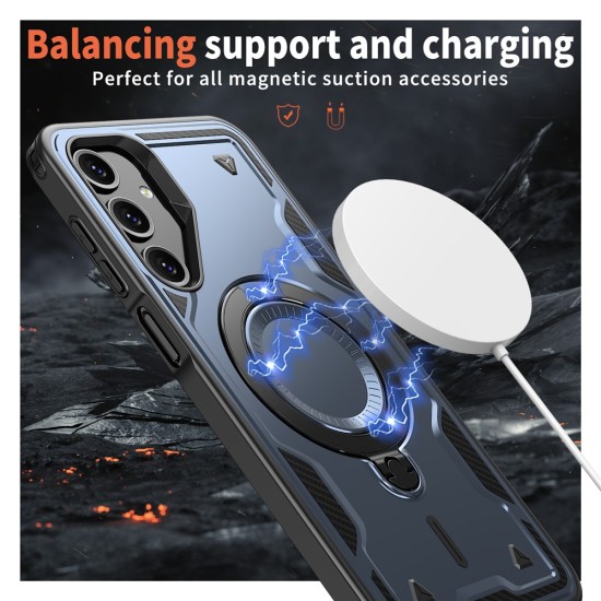 Husa military armour cu inel metalic, ALC MOBILE, compatibila cu Samsung Galaxy A56, Albastru