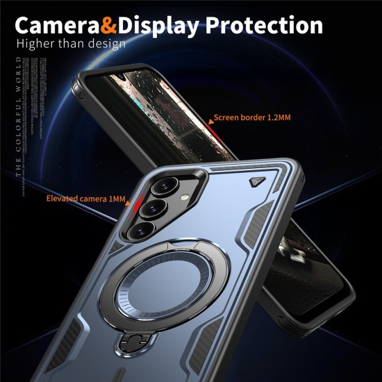 Husa military armour cu inel metalic, ALC MOBILE, compatibila cu Samsung Galaxy A56, Albastru