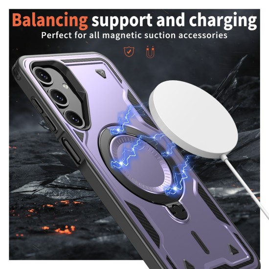 Husa military armour cu inel metalic, ALC MOBILE, compatibila cu Samsung Galaxy A25, Mov