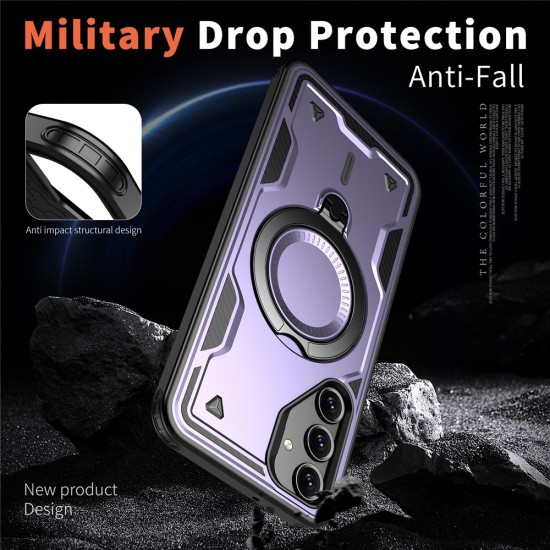 Husa military armour cu inel metalic, ALC MOBILE, compatibila cu Samsung Galaxy A25, Mov