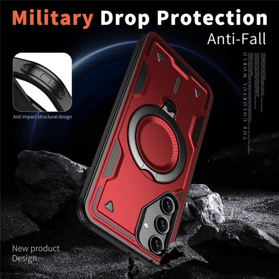 Husa military armour cu inel metalic, ALC MOBILE, compatibila cu Samsung Galaxy A36, Rosu Husa military armour cu inel metalic, ALC MOBILE, compatibila cu Samsung Galaxy A36, Rosu