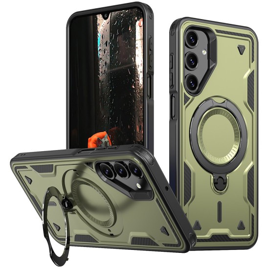 Husa military armour cu inel metalic, ALC MOBILE, compatibila cu Samsung Galaxy A36, Verde