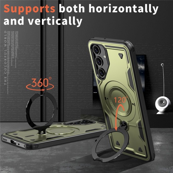 Husa military armour cu inel metalic, ALC MOBILE, compatibila cu Samsung Galaxy A36, Verde