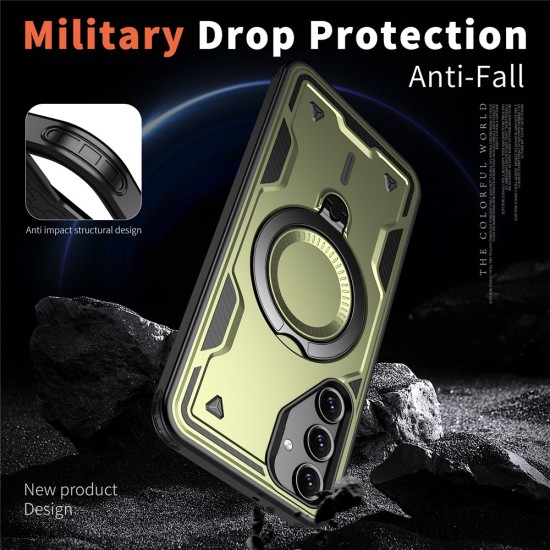 Husa military armour cu inel metalic, ALC MOBILE, compatibila cu Samsung Galaxy A36, Verde