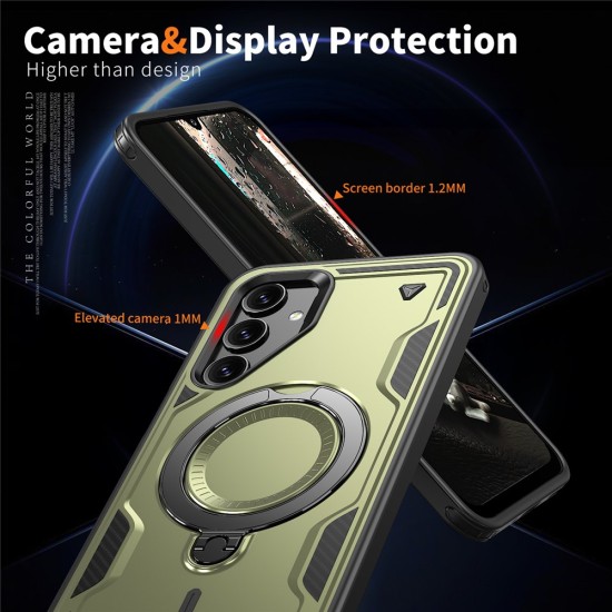 Husa military armour cu inel metalic, ALC MOBILE, compatibila cu Samsung Galaxy A36, Verde