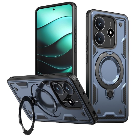Husa military armour cu inel metalic, ALC MOBILE, compatibila cu Xiaomi Redmi Note 14 5G, Albastru
