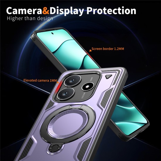 Husa military armour cu inel metalic, ALC MOBILE, compatibila cu Xiaomi Redmi Note 14 5G, Mov