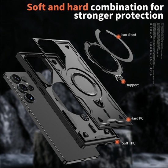 Husa military armour cu inel metalic, ALC MOBILE, compatibila cu Samsung Galaxy S24 Ultra, Negru Husa military armour cu inel metalic, ALC MOBILE, compatibila cu Samsung Galaxy S24 Ultra, Negru