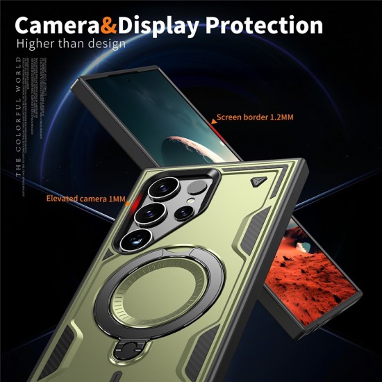 Husa military armour cu inel metalic, ALC MOBILE, compatibila cu Samsung Galaxy S24 Ultra, Verde Husa military armour cu inel metalic, ALC MOBILE, compatibila cu Samsung Galaxy S24 Ultra, Verde