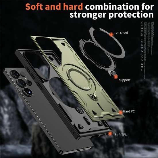 Husa military armour cu inel metalic, ALC MOBILE, compatibila cu Samsung Galaxy S24 Ultra, Verde Husa military armour cu inel metalic, ALC MOBILE, compatibila cu Samsung Galaxy S24 Ultra, Verde