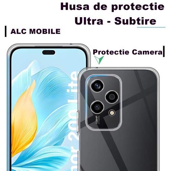 Husa compatibila cu Honor 200 Lite 5G, ultra subtire, protectie moale TPU rezistenta la socuri - Transparent