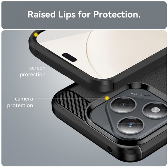 Husa compatibila cu Honor 400 Lite, TPU Slim, Protectie Anti Soc, Aspect Fibra de Carbon, Negru