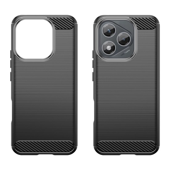 Husa compatibila cu Honor 400 Lite, TPU Slim, Protectie Anti Soc, Aspect Fibra de Carbon, Negru