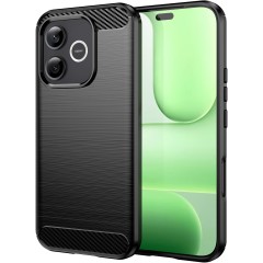 Husa compatibila cu Honor 600 Lite, TPU Slim, Protectie Anti Soc, Aspect Fibra de Carbon, Negru