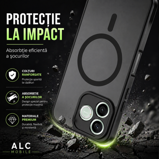Husa pentru Honor 600 Lite, Matte MagSafe, Protectie 360, Anti-Soc, Protectie Camera, Negru