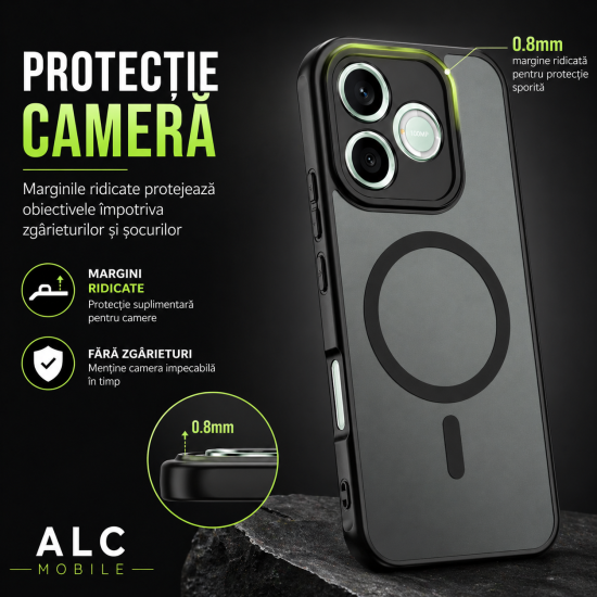 Husa pentru Honor 600 Lite, Matte MagSafe, Protectie 360, Anti-Soc, Protectie Camera, Negru