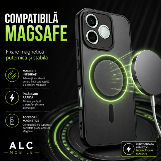 Husa pentru Honor 600 Lite, Matte MagSafe, Protectie 360, Anti-Soc, Protectie Camera, Negru