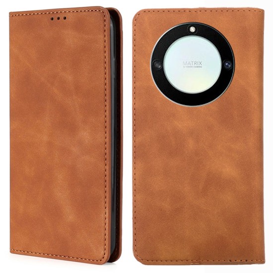 Husa Flip Tip Carte Deluxe Compatibila cu Honor Magic 8 Lite, Piele Ecologica, Stand, Maro Husa Flip Tip Carte Deluxe Compatibila cu Honor Magic 8 Lite, Piele Ecologica, Stand, Maro