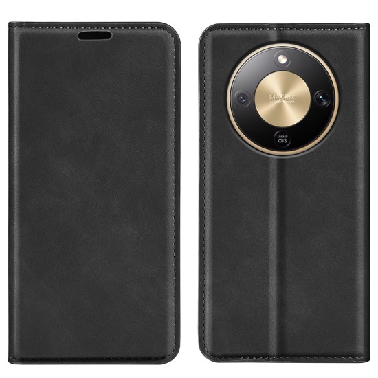 Husa Flip Tip Carte Deluxe Compatibila cu Honor Magic 8 Lite, Piele Ecologica, Stand, Negru