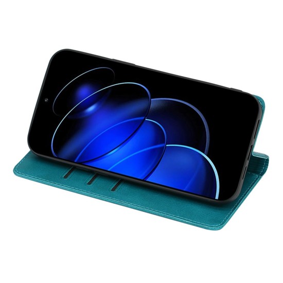 Husa Flip Tip Carte Deluxe Compatibila cu Honor Magic 8 Lite, Piele Ecologica, Stand, Turqoise