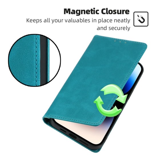 Husa Flip Tip Carte Deluxe Compatibila cu Honor Magic 8 Lite, Piele Ecologica, Stand, Turqoise