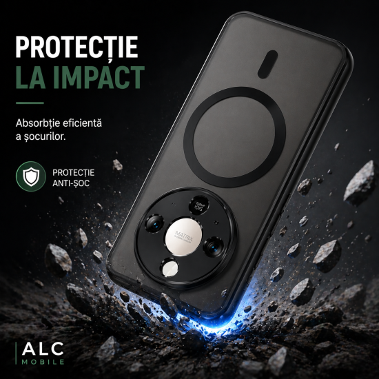 Husa pentru Honor Magic 8 Lite, Matte MagSafe, Protectie 360, Anti-Soc, Protectie Camera, Negru