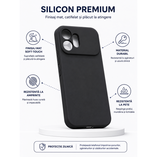 Husa Soft Touch, slim, ALC Mobile, anti soc, compatibila cu Honor 600 5G, Negru Tpu