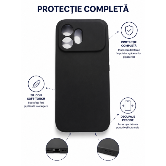 Husa Soft Touch, slim, ALC Mobile, anti soc, compatibila cu Honor 600 5G, Negru Tpu