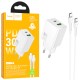 Incarcator Retea Hoco N71 + Cablu USB-C 1m, PD30W + QC3.0, 5V 3A, Fast Charge, 1xUSB-C + 1xUSB, Alb Incarcator Retea Hoco N71 + Cablu USB-C 1m, PD30W + QC3.0, 5V 3A, Fast Charge, 1xUSB-C + 1xUSB, Alb