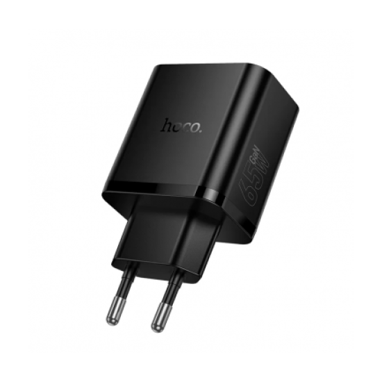 Incarcator Retea Hoco N75, GaN 65W, PD, QC3.0, 2x USB-C + USB, Fast Charge, Negru