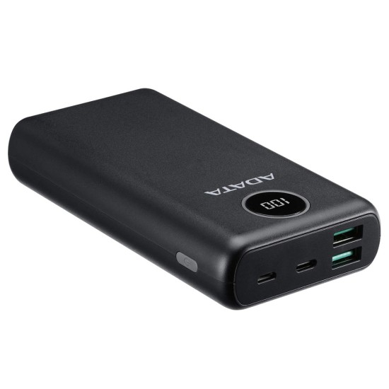Acumulator Extern 2 x USB, Type-C, Quick Charge 3.0, PD 18W, 3A, 20000mAh, Digital Display - Adata (AP20000QCD-DGT-CBK) - Black Acumulator Extern 2 x USB, Type-C, Quick Charge 3.0, PD 18W, 3A, 20000mAh, Digital Display - Adata (AP20000QCD-DGT-CBK) - Black