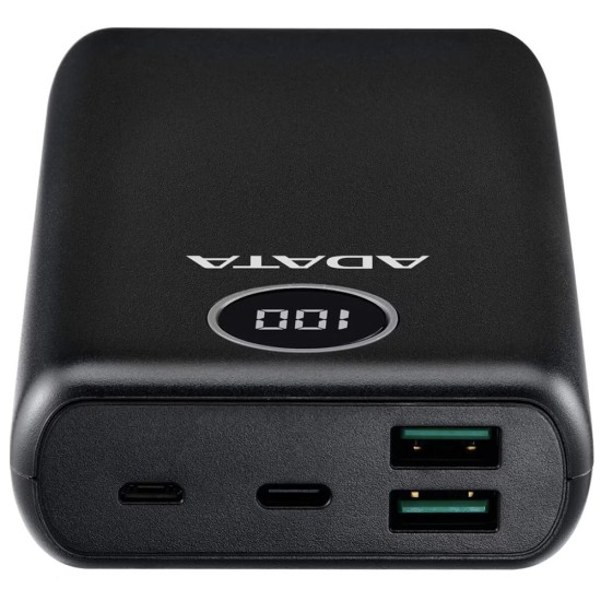 Acumulator Extern 2 x USB, Type-C, Quick Charge 3.0, PD 18W, 3A, 20000mAh, Digital Display - Adata (AP20000QCD-DGT-CBK) - Black Acumulator Extern 2 x USB, Type-C, Quick Charge 3.0, PD 18W, 3A, 20000mAh, Digital Display - Adata (AP20000QCD-DGT-CBK) - Black
