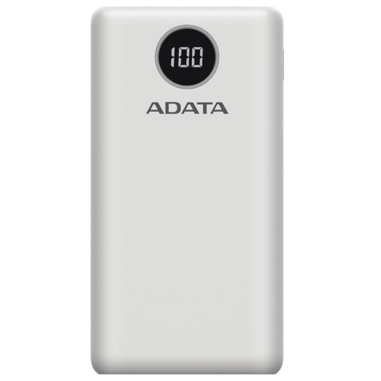 Acumulator extern 2 x USB, Type-C, Quick Charge 3.0, PD 18W, 3A, 20000mAh, Digital Display - Adata (AP20000QCD-DGT-CWH) - White Acumulator extern 2 x USB, Type-C, Quick Charge 3.0, PD 18W, 3A, 20000mAh, Digital Display - Adata (AP20000QCD-DGT-CWH) - White