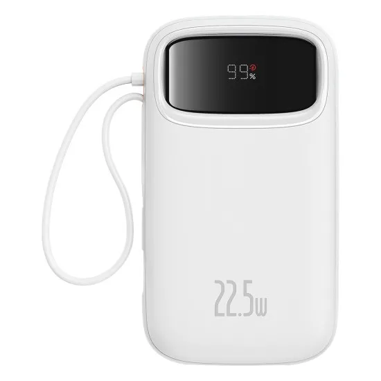 Acumulator Extern 2x Lightning, 3x Type-C, 2x USB, 22.5W, 10000mAh + Cablu Type-C, 30cm - Baseus Qpow Pro+ (P10055003223-00) - White Acumulator Extern 2x Lightning, 3x Type-C, 2x USB, 22.5W, 10000mAh + Cablu Type-C, 30cm - Baseus Qpow Pro+ (P10055003223-00) - White
