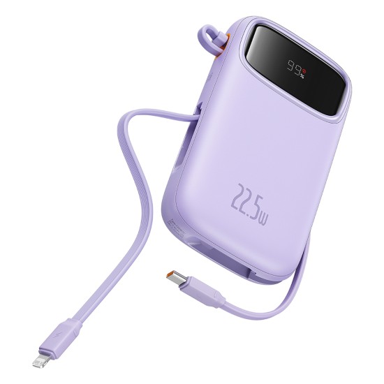Acumulator Extern 2x Lightning, 3x Type-C, 2x USB, 22.5W, 20000mAh + Cablu Type-C, 30cm - Baseus Qpow Pro+ (P10055002513-00) - Purple Acumulator Extern 2x Lightning, 3x Type-C, 2x USB, 22.5W, 20000mAh + Cablu Type-C, 30cm - Baseus Qpow Pro+ (P10055002513-00) - Purple