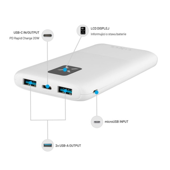 Acumulator Extern 2x USB, Type-C, 20W, 10000mAh - Fixed Zen 10 (FIXZEN-10-WH) - White Acumulator Extern 2x USB, Type-C, 20W, 10000mAh - Fixed Zen 10 (FIXZEN-10-WH) - White