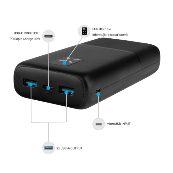 Acumulator Extern 2x USB, Type-C, 20W, 20000mAh - Fixed Zen 20 (FIXZEN-20-BK) - Black Acumulator Extern 2x USB, Type-C, 20W, 20000mAh - Fixed Zen 20 (FIXZEN-20-BK) - Black