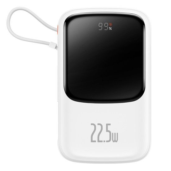 Acumulator Extern Lightning, 2x Type-C, USB, 22.5W, 10000mAh + Cablu Type-C, 3A - Baseus Qpow Pro (PPQD020102) - White Acumulator Extern Lightning, 2x Type-C, USB, 22.5W, 10000mAh + Cablu Type-C, 3A - Baseus Qpow Pro (PPQD020102) - White